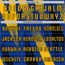 Загрузить изображение в средство просмотра галереи, Custom Royal Gold-Black Radial Burst Sports Sublimation Soccer Uniform Jersey
