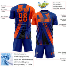 Charger l'image dans la galerie, Custom Royal Orange-Black Radial Burst Sports Sublimation Soccer Uniform Jersey

