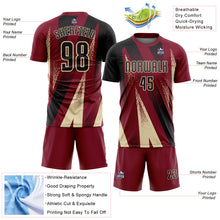 Загрузить изображение в средство просмотра галереи, Custom Crimson Black-Cream Radial Burst Sports Sublimation Soccer Uniform Jersey
