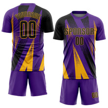 Загрузить изображение в средство просмотра галереи, Custom Purple Black-Gold Radial Burst Sports Sublimation Soccer Uniform Jersey
