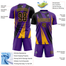 Загрузить изображение в средство просмотра галереи, Custom Purple Black-Gold Radial Burst Sports Sublimation Soccer Uniform Jersey
