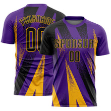 Загрузить изображение в средство просмотра галереи, Custom Purple Black-Gold Radial Burst Sports Sublimation Soccer Uniform Jersey
