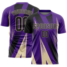 Load image into Gallery viewer, Custom Purple Black-Cream Radial Burst Sports Sublimation Soccer Uniform Jersey
