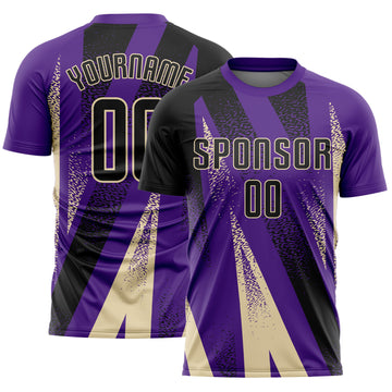 Custom Purple Black-Cream Radial Burst Sports Sublimation Soccer Uniform Jersey
