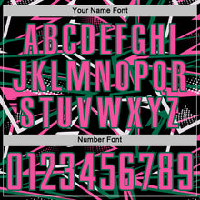 Load image into Gallery viewer, Custom Black Pink Kelly Green-White Abstract Geometric Stripes Sports Sublimation Soccer Uniform Jersey
