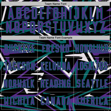 Laden Sie das Bild in den Galerie-Viewer, Custom Black Purple Teal-White Abstract Geometric Stripes Sports Sublimation Soccer Uniform Jersey
