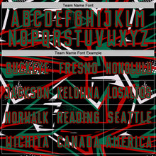 Charger l'image dans la galerie, Custom Black Kelly Green Red-White Abstract Geometric Stripes Sports Sublimation Soccer Uniform Jersey
