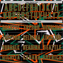 Charger l'image dans la galerie, Custom Black Kelly Green Orange-White Abstract Geometric Stripes Sports Sublimation Soccer Uniform Jersey
