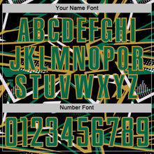 Charger l'image dans la galerie, Custom Black Kelly Green Old Gold-White Abstract Geometric Stripes Sports Sublimation Soccer Uniform Jersey
