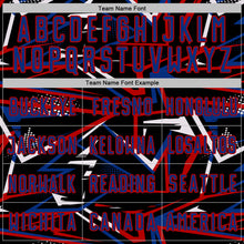 Загрузить изображение в средство просмотра галереи, Custom Black Royal Gold-White Abstract Geometric Stripes Sports Sublimation Soccer Uniform Jersey
