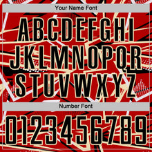 Laden Sie das Bild in den Galerie-Viewer, Custom Red Black Cream-White Abstract Geometric Stripes Sports Sublimation Soccer Uniform Jersey
