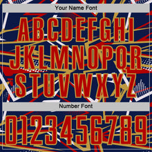 Load image into Gallery viewer, Custom Navy Red Old Gold-White Abstract Geometric Stripes Sports Sublimation Soccer Uniform Jersey
