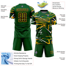 Charger l'image dans la galerie, Custom Green Black Gold-White Abstract Geometric Stripes Sports Sublimation Soccer Uniform Jersey
