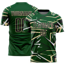 Charger l'image dans la galerie, Custom Green Black Cream-White Abstract Geometric Stripes Sports Sublimation Soccer Uniform Jersey
