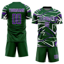Charger l'image dans la galerie, Custom Green Purple-White Abstract Geometric Stripes Sports Sublimation Soccer Uniform Jersey
