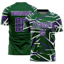 Charger l'image dans la galerie, Custom Green Purple-White Abstract Geometric Stripes Sports Sublimation Soccer Uniform Jersey
