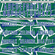 Load image into Gallery viewer, Custom Kelly Green Royal-White Abstract Geometric Stripes Sports Sublimation Soccer Uniform Jersey
