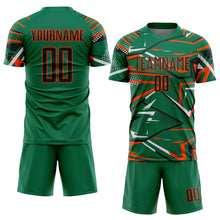 Загрузить изображение в средство просмотра галереи, Custom Kelly Green Black Orange-White Abstract Geometric Stripes Sports Sublimation Soccer Uniform Jersey
