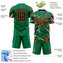Загрузить изображение в средство просмотра галереи, Custom Kelly Green Black Orange-White Abstract Geometric Stripes Sports Sublimation Soccer Uniform Jersey

