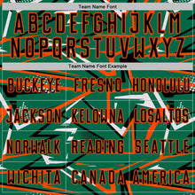 Загрузить изображение в средство просмотра галереи, Custom Kelly Green Black Orange-White Abstract Geometric Stripes Sports Sublimation Soccer Uniform Jersey
