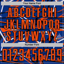 Charger l'image dans la galerie, Custom Royal Orange Black-White Abstract Geometric Stripes Sports Sublimation Soccer Uniform Jersey
