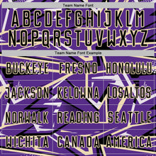 Загрузить изображение в средство просмотра галереи, Custom Purple Black Cream-White Abstract Geometric Stripes Sports Sublimation Soccer Uniform Jersey
