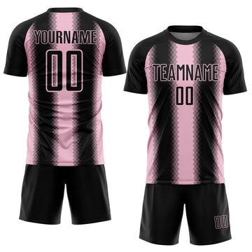 Custom Black Light Pink Zigzag Diamond Stripe Sports Sublimation Soccer Uniform Jersey