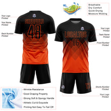 Charger l'image dans la galerie, Custom Black Orange Gradient Diamond Diagonal Lines Sports Sublimation Soccer Uniform Jersey

