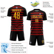 Load image into Gallery viewer, Custom Black Yellow-Red Diamond Harlequin Check Sports Sublimation Soccer Uniform Jersey
