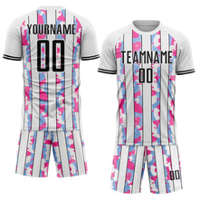 Загрузить изображение в средство просмотра галереи, Custom White Black Light Blue-Pink Camo Stripe Sports Sublimation Soccer Uniform Jersey
