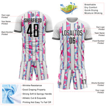 Загрузить изображение в средство просмотра галереи, Custom White Black Light Blue-Pink Camo Stripe Sports Sublimation Soccer Uniform Jersey
