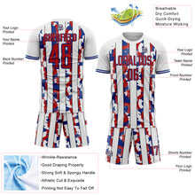Загрузить изображение в средство просмотра галереи, Custom White Red-Royal Camo Stripe Sports Sublimation Soccer Uniform Jersey
