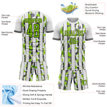 Загрузить изображение в средство просмотра галереи, Custom White Neon Green Black-Steel Gray Camo Stripe Sports Sublimation Soccer Uniform Jersey
