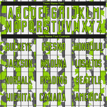 Загрузить изображение в средство просмотра галереи, Custom White Neon Green Black-Steel Gray Camo Stripe Sports Sublimation Soccer Uniform Jersey
