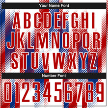 Загрузить изображение в средство просмотра галереи, Custom White Red-Royal Diagonal Stripe Sports Sublimation Soccer Uniform Jersey
