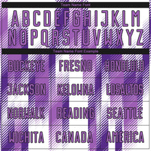 Загрузить изображение в средство просмотра галереи, Custom White Medium Purple-Black Diagonal Stripe Sports Sublimation Soccer Uniform Jersey
