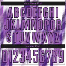 Загрузить изображение в средство просмотра галереи, Custom White Medium Purple-Black Diagonal Stripe Sports Sublimation Soccer Uniform Jersey
