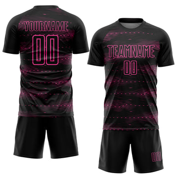 Custom Black Pink Streamline Wave Cyberpunk Neon Tech Sports Sublimation Soccer Uniform Jersey