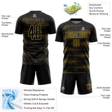 Charger l'image dans la galerie, Custom Black Yellow Streamline Wave Cyberpunk Neon Tech Sports Sublimation Soccer Uniform Jersey
