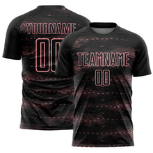 Load image into Gallery viewer, Custom Black Medium Pink Streamline Wave Cyberpunk Neon Tech Sports Sublimation Soccer Uniform Jersey

