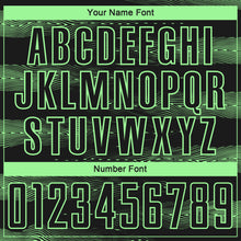 Laden Sie das Bild in den Galerie-Viewer, Custom Black Pea Green Streamline Wave Cyberpunk Neon Tech Sports Sublimation Soccer Uniform Jersey
