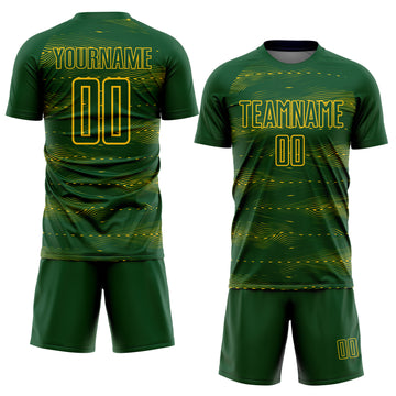 Custom Green Yellow Streamline Wave Cyberpunk Neon Tech Sports Sublimation Soccer Uniform Jersey