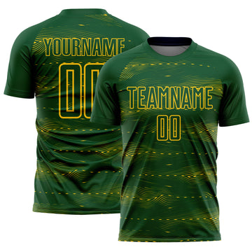 Custom Green Yellow Streamline Wave Cyberpunk Neon Tech Sports Sublimation Soccer Uniform Jersey