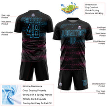 Load image into Gallery viewer, Custom Black Sky Blue-Pink Streamline Wave Cyberpunk Neon Tech Sports Sublimation Soccer Uniform Jersey
