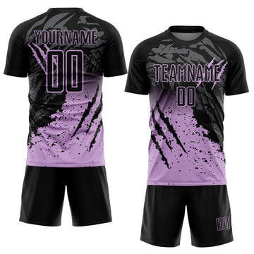 Custom Black Light Purple Gradient Claw Mark Splatter Sports Sublimation Soccer Uniform Jersey