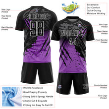 Charger l'image dans la galerie, Custom Black White-Medium Purple Gradient Claw Mark Splatter Sports Sublimation Soccer Uniform Jersey
