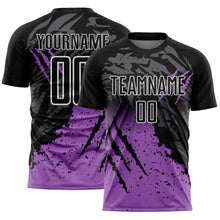 Charger l'image dans la galerie, Custom Black White-Medium Purple Gradient Claw Mark Splatter Sports Sublimation Soccer Uniform Jersey
