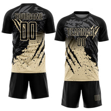 Load image into Gallery viewer, Custom Black Cream Gradient Claw Mark Splatter Sports Sublimation Soccer Uniform Jersey
