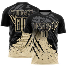 Load image into Gallery viewer, Custom Black Cream Gradient Claw Mark Splatter Sports Sublimation Soccer Uniform Jersey

