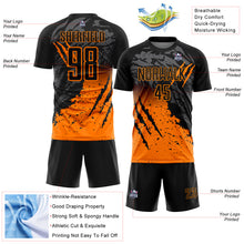 Load image into Gallery viewer, Custom Black Bay Orange Gradient Claw Mark Splatter Sports Sublimation Soccer Uniform Jersey
